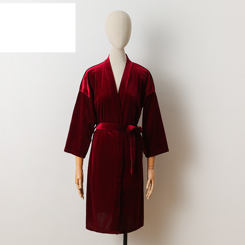 Women's Sleepwears Women's robe Knot wedding makeup long canary cardigan bathrobe_voghion.com
