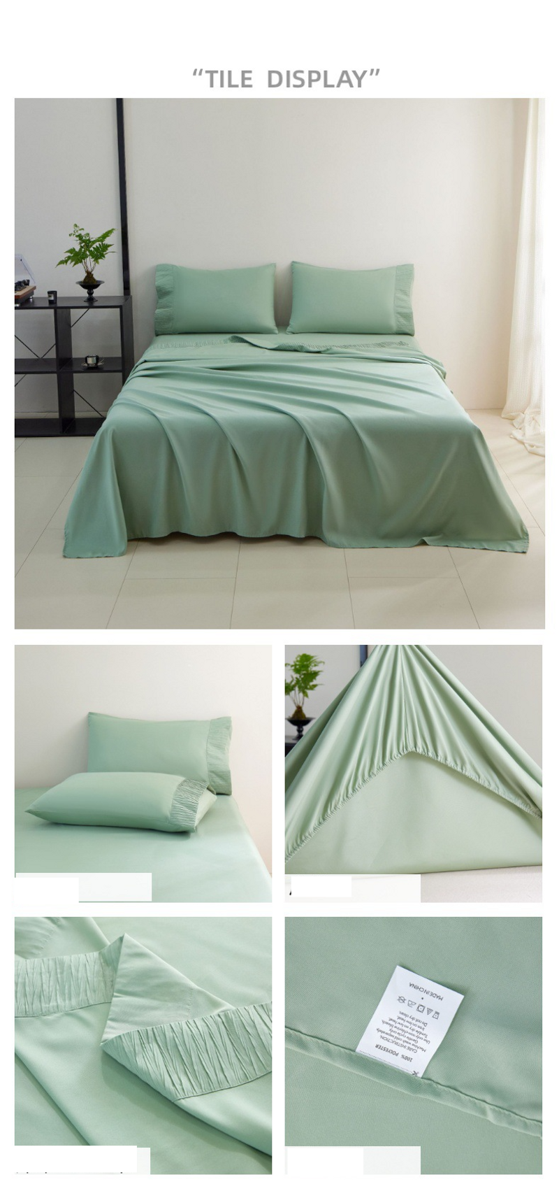 Simple Solid Color Four Piece Bed Set Bed Sheet Mattress Cover Pillowcase Soft Skin Friendly_voghion.com