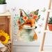 PVC frosted with flower wreath, fox butterfly, CH81523 living room, bedroom background decoration wall sticker_voghion.com