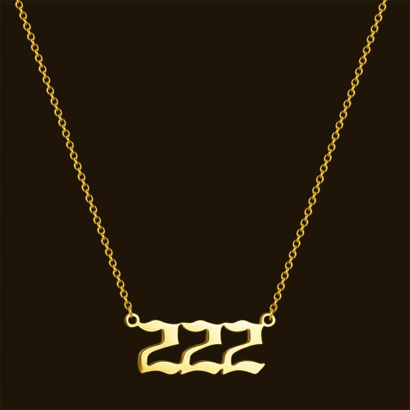 Collana digitale Angel, catena per clavicola, gioiello in acciaio al titanio, resistente allo sbiadimento, numero 0123456789_voghion.com