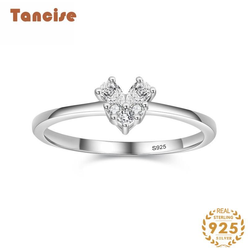 Tancise Anello in argento con zirconi classici Gioielli da donna Promessa di nozze Regalo per feste_voghion.com