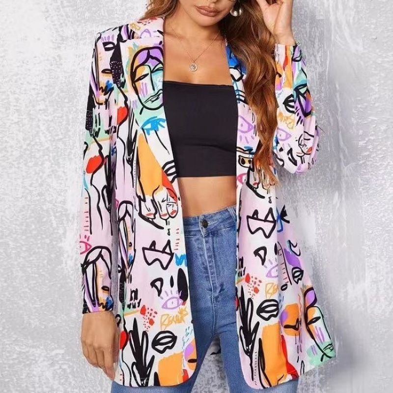 Costume décontracté imprimé tendance des années 2025, vêtements d'extérieur mi-longs pour femmes_voghion.com