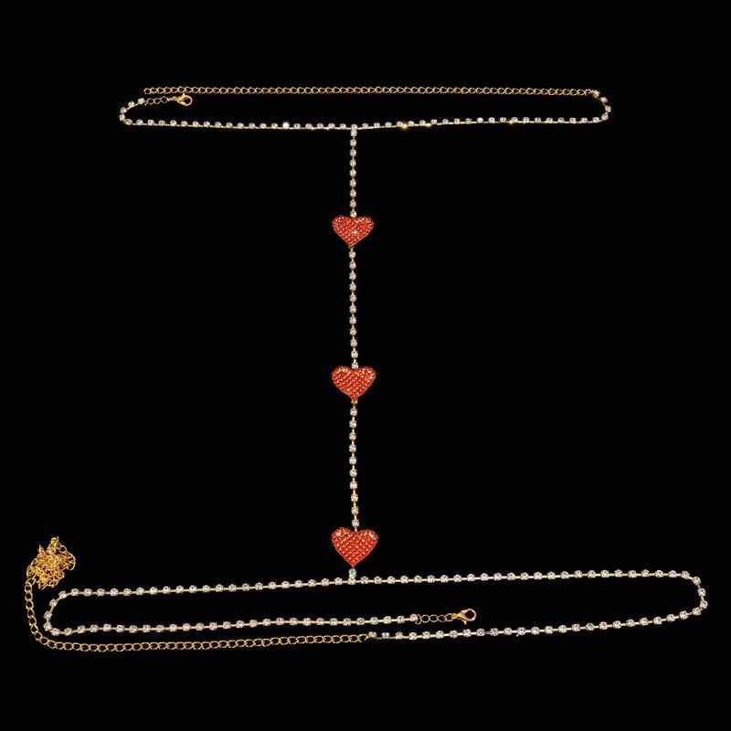 moda popular joias simples strass vermelho coração em forma de corrente de peito moda all-match corpo corrente corrente_voghion.com