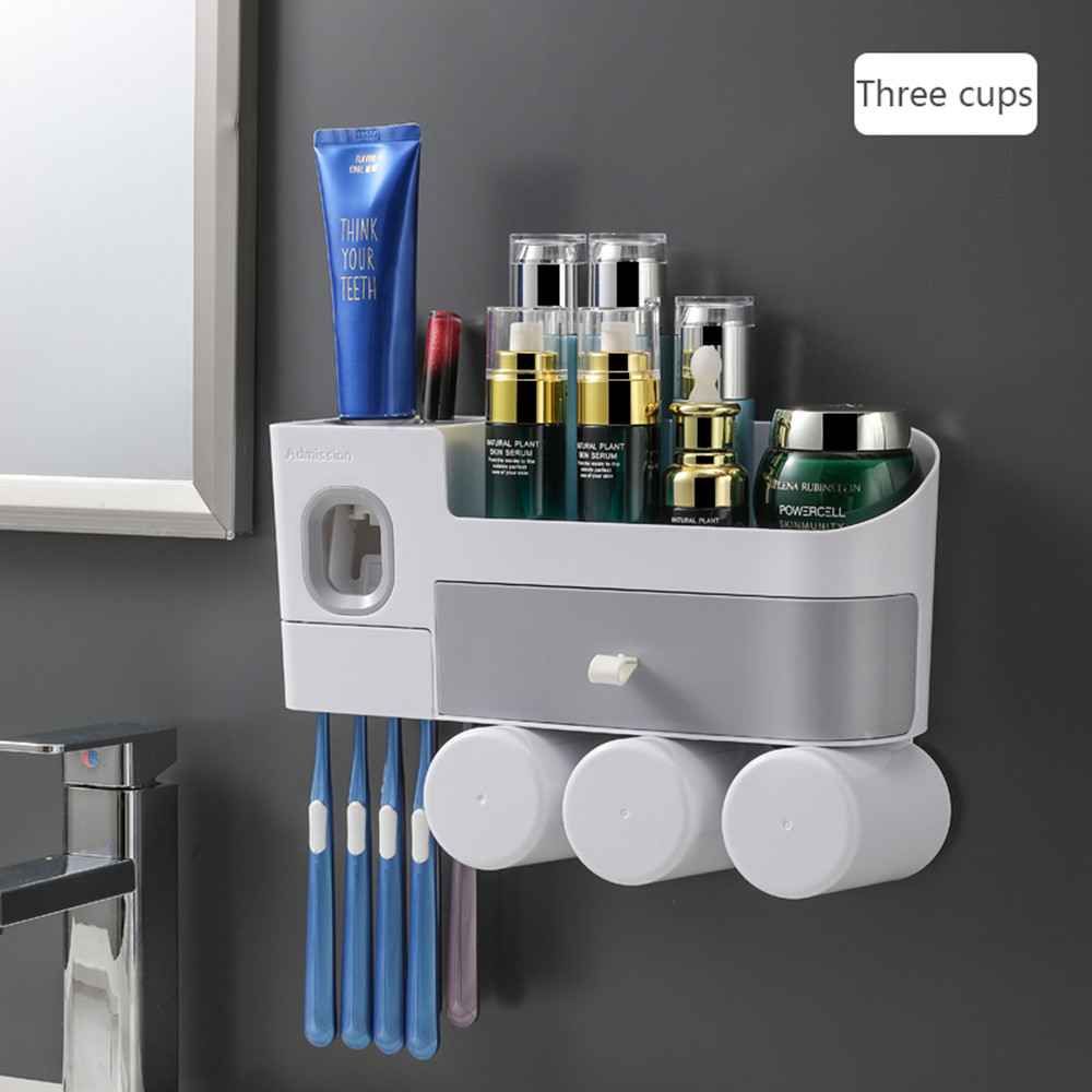 Porta spazzolino da denti invertito ad assorbimento magnetico, dispenser automatico di dentifricio, portaoggetti, accessorio per il bagno_voghion.com