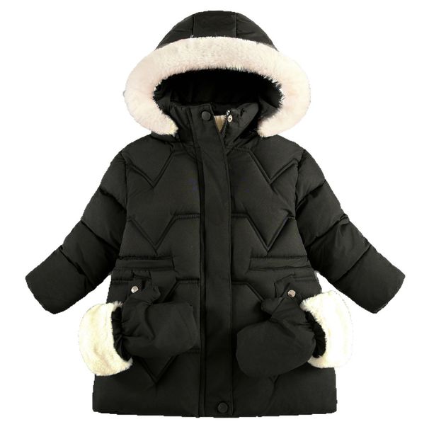 Cappotto invernale in stile coreano per bambine (3-8 anni) – Giacca lunga imbottita con finiture in pelliccia sintetica e bottoni automatici_voghion.com