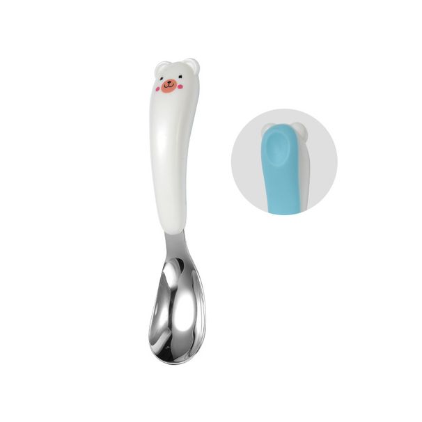 Dětská dvoubarevná lžička z nerezové oceli 316 s ingotem pro medvídky, lžička na trénink jídla, potřeby pro matky a děti_voghion.com