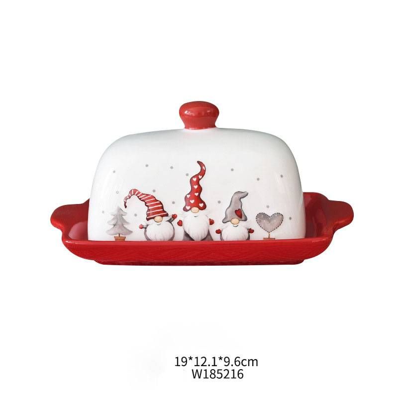 Christmas Nordic Santa Claus ceramic butter dish decorative snack plate dessert plate tableware Western food decoration_voghion.com