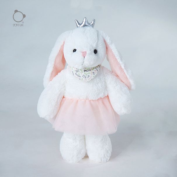 Soft Life Pink Gauze Skirt Rabbit Comfort Doll Long Ears Plush Toy Doll Girl Sleeping Doll_voghion.com