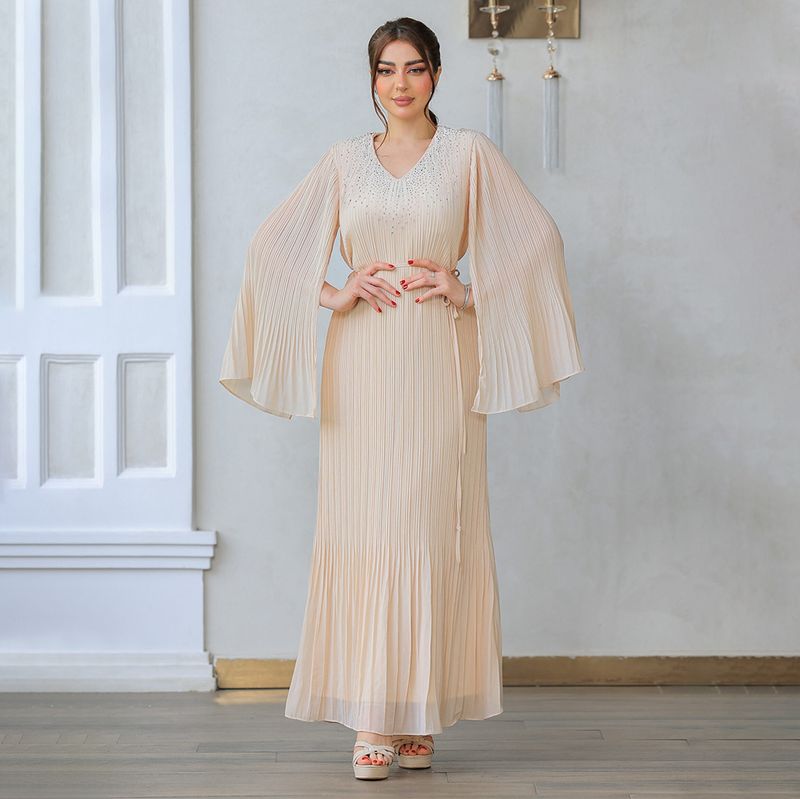 Women's Clothing Slim Pleated Robe Hot Diamond Dinner Dress Skirt_voghion.com