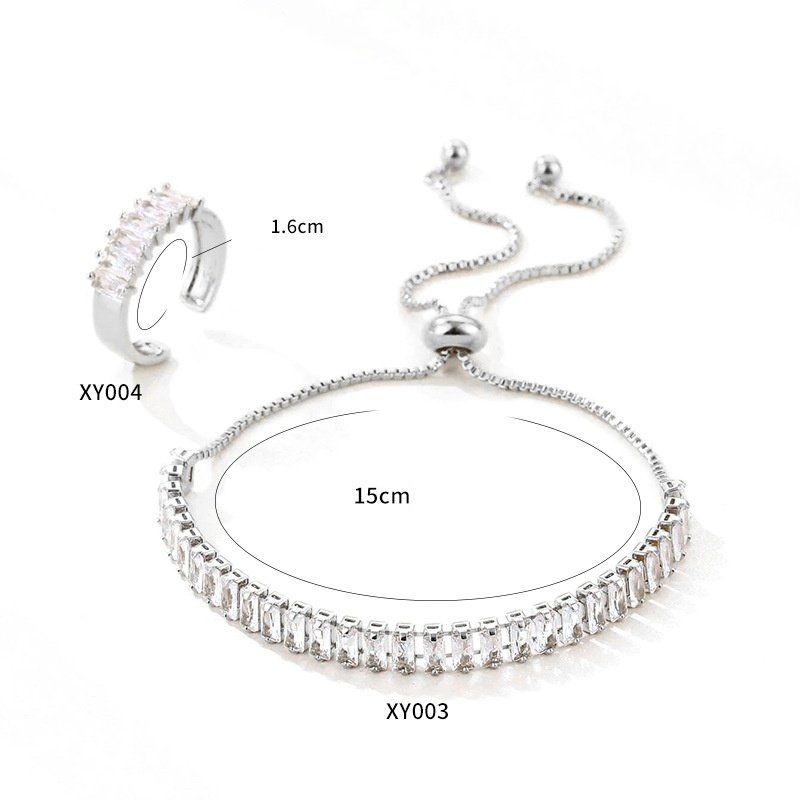 Fashion New Style Women's High End Temperament Adjustable Zircon Bracelet Ring Set_voghion.com