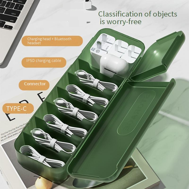 Opbergdoos voor datakabels op het bureau, opbergdoos voor oplaadkabels met deksel, opbergdoos voor stroomkabels op mobiele telefoon_voghion.com