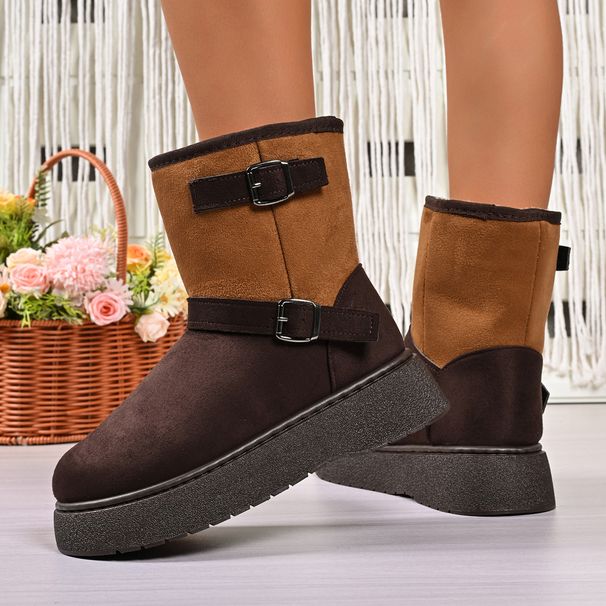 Winter Women's Warm Snow Boots With A Two-tone Design And Thickened Women's Shoes_voghion.com