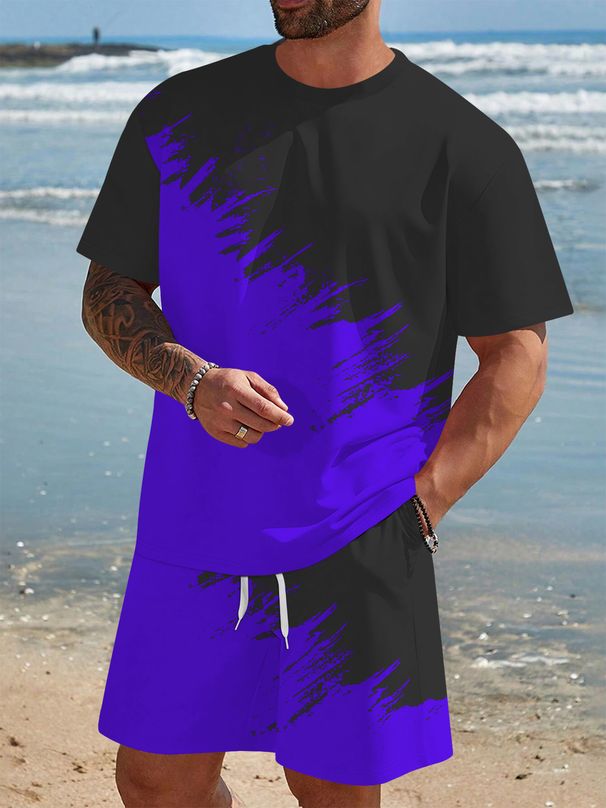 3D Digital Printed Men's Casual Short Sleeve And Shorts Set_voghion.com