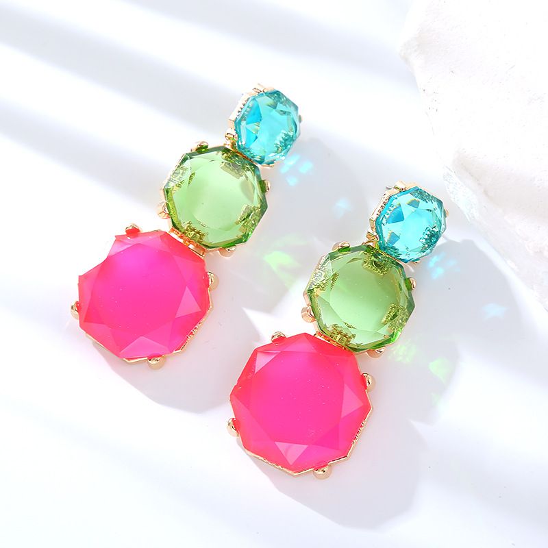 Nuovi orecchini in resina poligonale geometrica trasparente semplice e cool in stile ZA Candy Color personalizzati_voghion.com