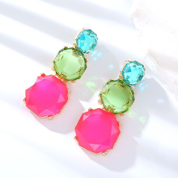 Nuovi orecchini in resina poligonale geometrica trasparente semplice e cool in stile ZA Candy Color personalizzati_voghion.com