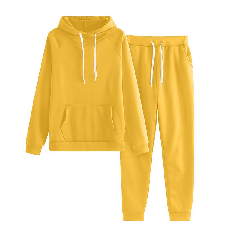 large size loose temperament leisure style age reducing long sleeved hooded sweater sports suit_voghion.com