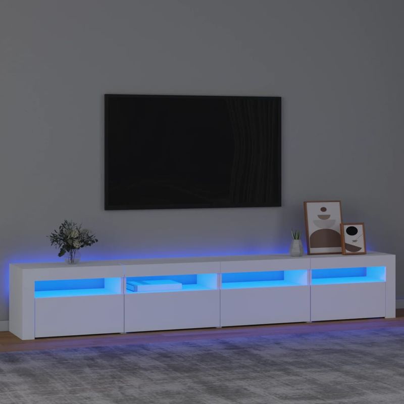 TV-Schrank mit LED-Leuchten Weiß 240x35x40 cm_voghion.com