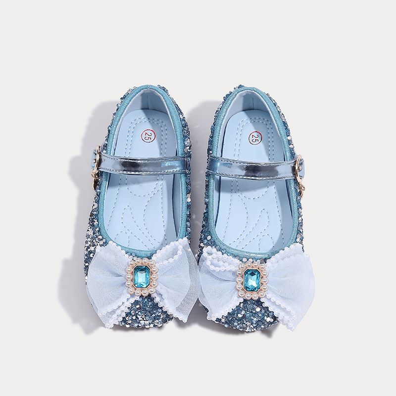 Buty dziecięce Buty dziecięce księżniczki Buty z kokardką i miękką podeszwą Buty skórzane dla dziewcząt Wiosna i jesień Nowe buty kryształowe z butami wizytowymi_voghion.com