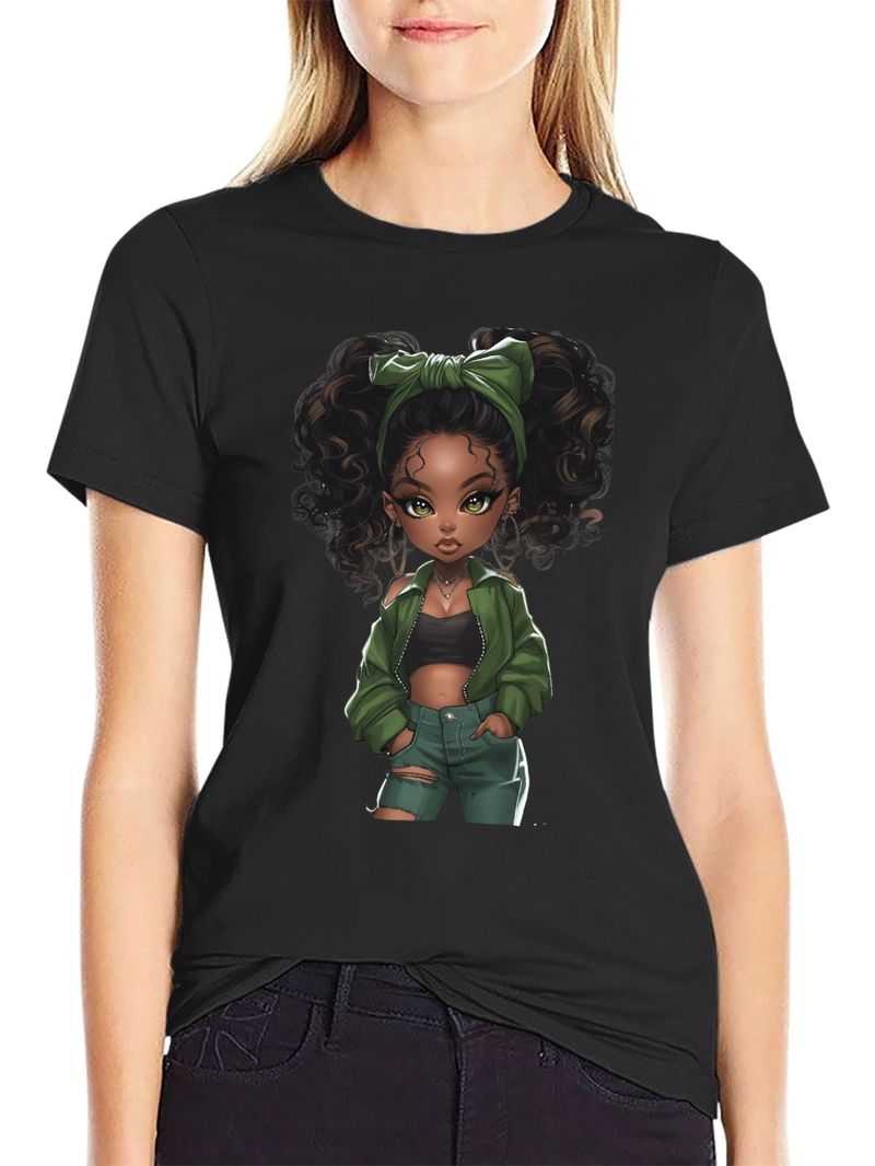 Fréijoer a Summer Europäesch an amerikanesch Fraen nei Dammen Casual Moud loose Tops gedréckt Fraen T-Shirten_voghion.com