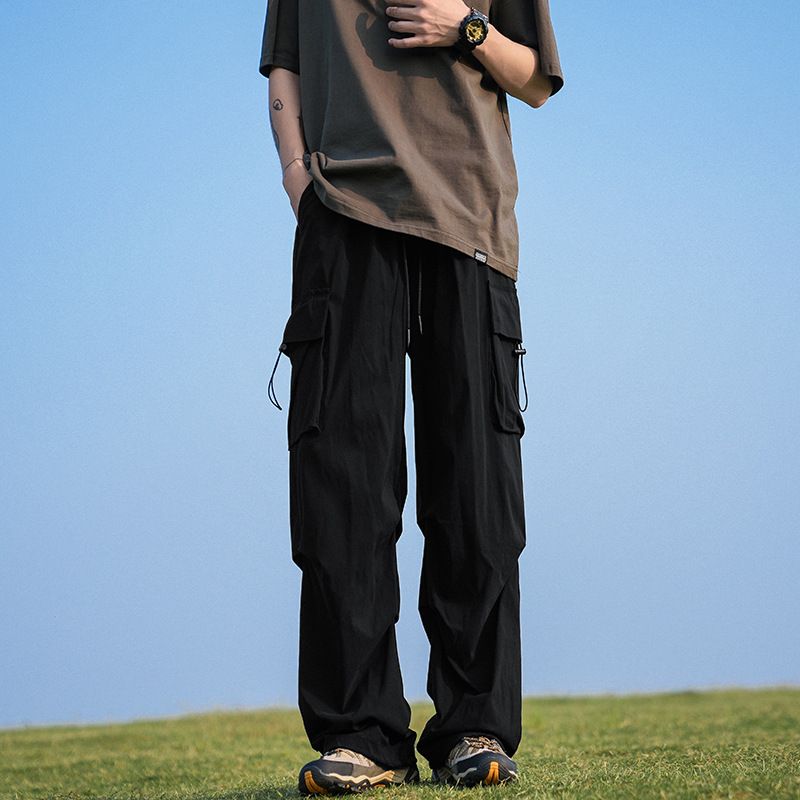 Pantalon cargo militaire pour homme, coupe ample, décontracté, avec cordon de serrage à la taille, confortable, idéal pour la randonnée en plein air et le streetwear_voghion.com