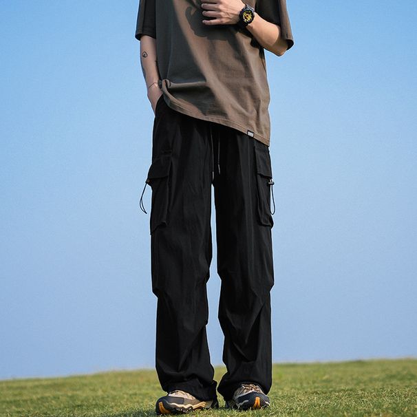 Pantalon cargo militaire pour homme, coupe ample, décontracté, avec cordon de serrage à la taille, confortable, idéal pour la randonnée en plein air et le streetwear_voghion.com