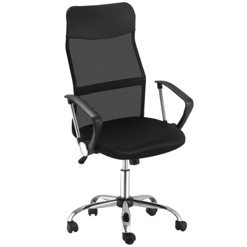 HOMCOM Bürostuhl Mit Netz, Höhenverstellbarer Schreibtischstuhl, Ergonomischer Gaming Stuhl, Drehstuhl Mit Wippenfunktion, Schwarz_voghion.com