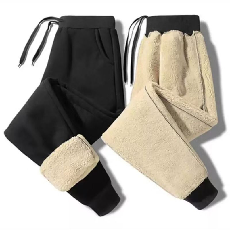 Pantaloni tumn e invernali Pantaloni casual da uomo Trend stile coreano Plus Pantaloni sportivi ispessiti in velluto con piedi larghi Sport a nove punti_voghion.com