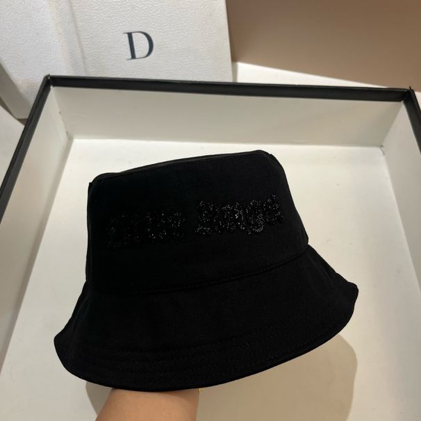 2025 Nieuwe Strass Sanskriet Letter Puur Katoen Visser Koreaanse Stijl Lente Zomer Casual Emmer Buiten Reizen Ademend_voghion.com