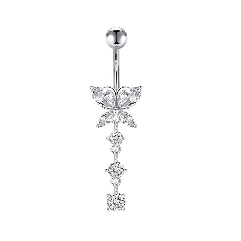  cross-border e-commerce new product belly button ring copper inlaid zircon belly button nail suit body piercing jewelry in stock_voghion.com