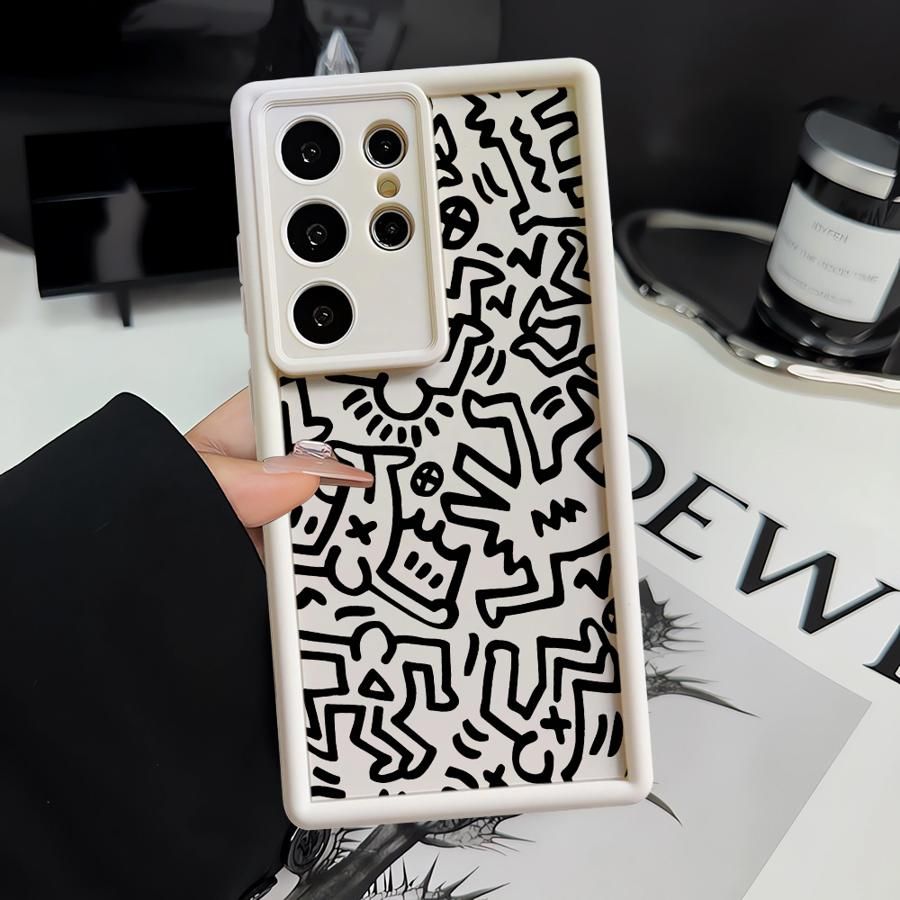 Telefoonhoesje voor Samsung Galaxy S25 Ultra S24 S22 Plus S23Ultra S20 FE S21 Schokbestendige hoes Funda Zwart Graffiti Cool_voghion.com