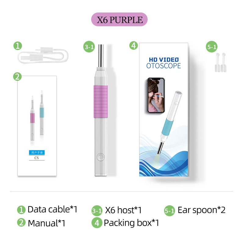 Έξυπνο οπτικό καθαριστικό αυτιών, φορητό ασύρματο, ενήλικο, παιδικό, κάμερα HD, ωτοσκόπιο, αφαίρεση κεριού αυτιών υψηλής ακρίβειας 800W_voghion.com