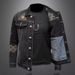 Suitable For All Seasons Trendy Embroidered Turn-down Collar Denim Jacket For Men, New Autumn Winter Street Style Casual Loose Workwear Coat_voghion.com