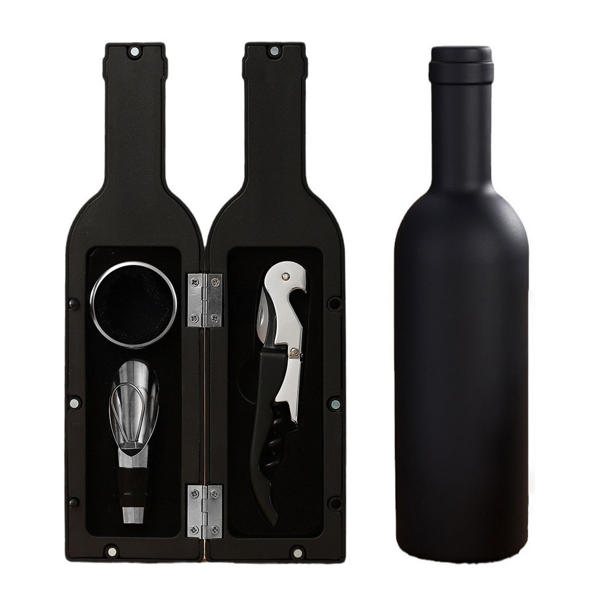 Kreativer 5-Flaschenöffner, Stopper, High-End aus 3 Teilen, Rotwein-Set als Geschenk_voghion.com