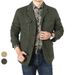 Blazer masculino de algodão - paletó clássico slim fit casual para negócios, respirável e lavável à máquina, cáqui e verde-exército_voghion.com