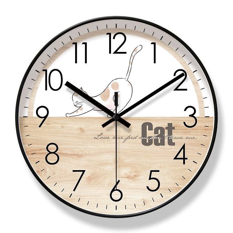 Yipula 8250 Cartoon Cat Wall Living Room Simple Kitten Silent Sweep Second Quartz Clock_voghion.com