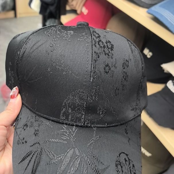 2024 Spring New Casual Fashion National Style Trendy Baseball Cap Satin Pattern Versatile Hard Top Cap Sun Protection_voghion.com