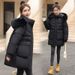 Women's Winter Puffer Coat With Detachable Hood, Long Sleeve, Mid-Length Warm Jacket For Casual Outfits (Beige, Black, Khaki, Red, Orange)_voghion.com