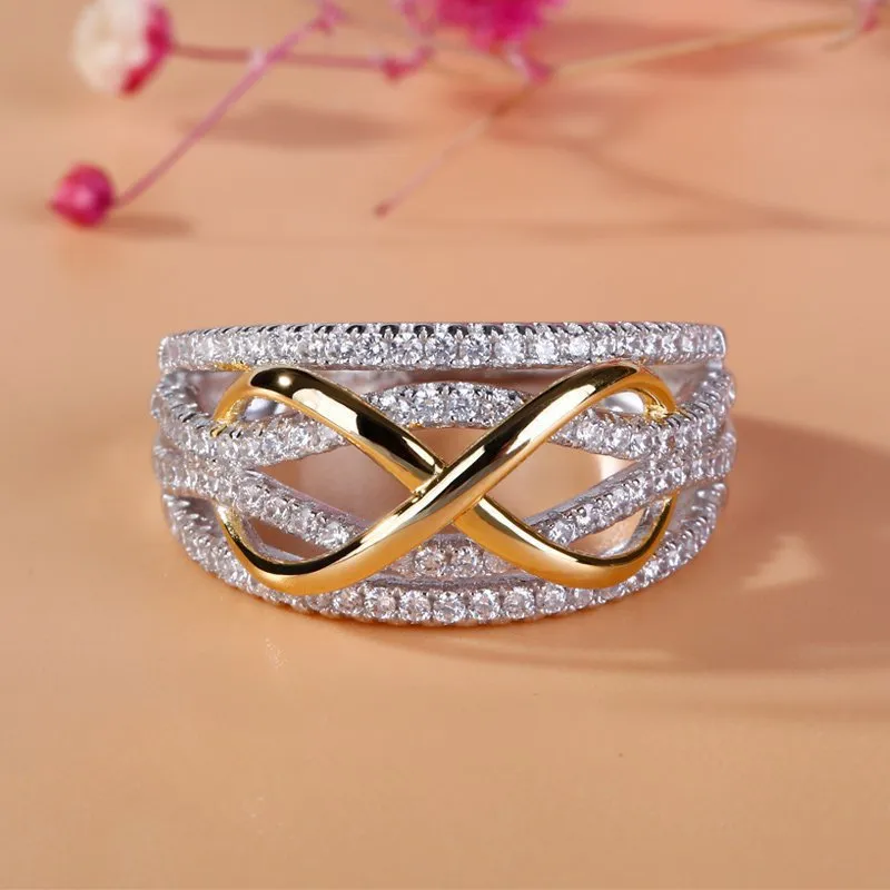 Fashion Accessories Women's Gold-Plated Color-Blocked Wedding Ring_voghion.com