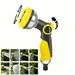 One Yellow 8-function Handheld Water Sprinkler To Upgrade Your Garden, Made Of ABS Resin, With An Adjustable Nozzle, Suitable For Car Washing_voghion.com