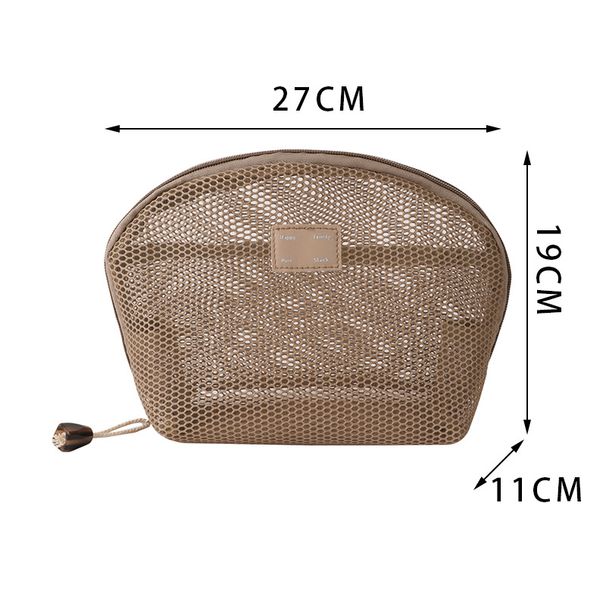 Portable Pink Cylinder Makeup Bag – Travel Cosmetic Organizer For Lipstick & Brushes (Polyester Mesh, Compact & Multi-Purpose)_voghion.com