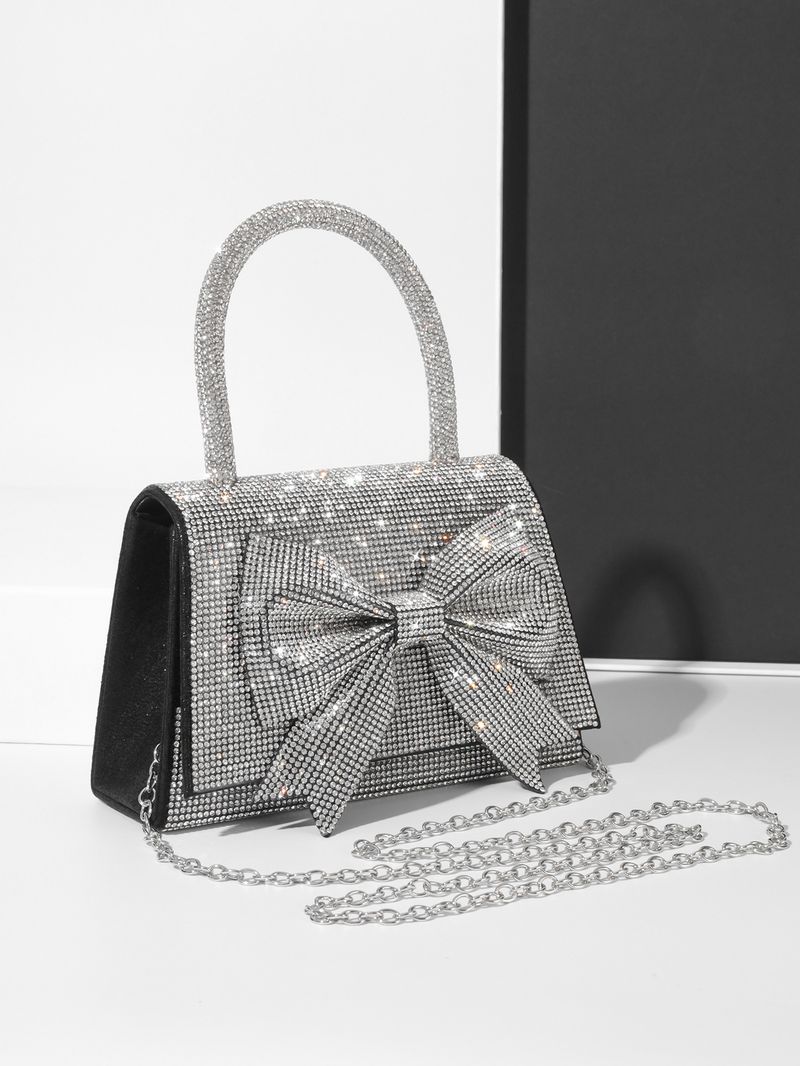Borsa da donna Borsa da sera Borsa da cena Borsa da sposa leggera e di lusso con fiocco di diamanti_voghion.com