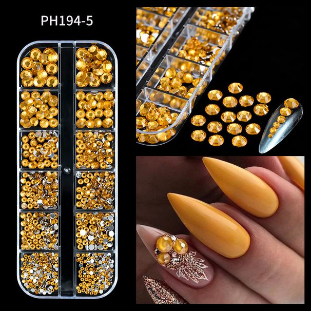 Nail Art Round White Color Flat Bottom Diamond 12 Grid Long Strip Fingertip Diamond Decoration AB Diamond Resin Nail Jewelry_voghion.com