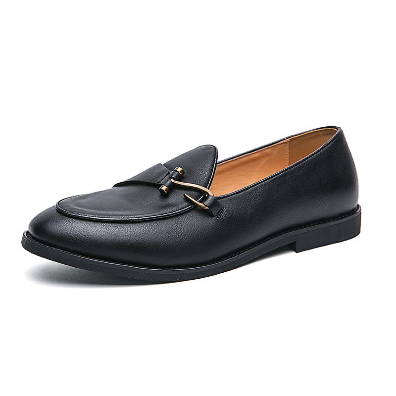 Business and leisure loafers, men's oversized fashionable British style hoodie shoes, Korean version lazy shoes_voghion.com