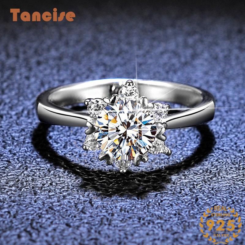 Tancise Classic Moissanite hopea sormus naisten korut häälupaus juhlalahja_voghion.com