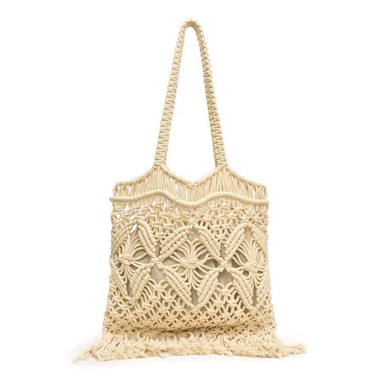 Borse a tracolla da donna, borsa in cotone intrecciato fatta a mano, borsa monospalla sottobraccio, borsa di paglia, borsa da spiaggia cava_voghion.com
