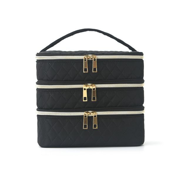 Trousse de toilette à trois compartiments, grande capacité et de haute qualité, sac de toilette portable, trousse de rangement cosmétique de voyage_voghion.com