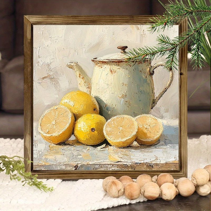 8x8" boho napis iz limoninega lesa - stenska slika s poliranim sadjem za kuhinjo/pisarno, baterije niso potrebne, popolno darilo za dekor boho_voghion.com
