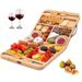 Modern Square Wooden Cheese Board – Foldable Serving Tray For Fruits, Bread & Charcuterie, Compact Storage Design_voghion.com