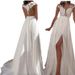 Vêtements pour femmes Sexy Dentelle Fente Nouvelle Robe de mariée Queue Robe de mariée Longue_voghion.com