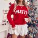 Streetwise Weihnachtsstrick – Oversized-Pullover mit 3D-Grafik für rebellische Festtagsstimmung (S/M/L, Festliche Rot- und Dunkelgrüntöne)_voghion.com